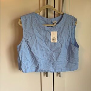 A New Day Blue Sleeveless Boxy Crop Muscle Tee